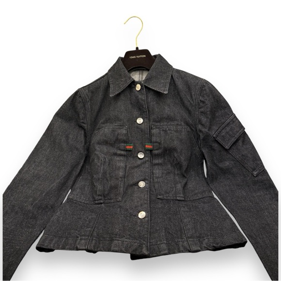 ❌SOLD❌GUCCI Authentic Denim Jean Black Jacket Size Small | 9901566💚 - Picture 8 of 17